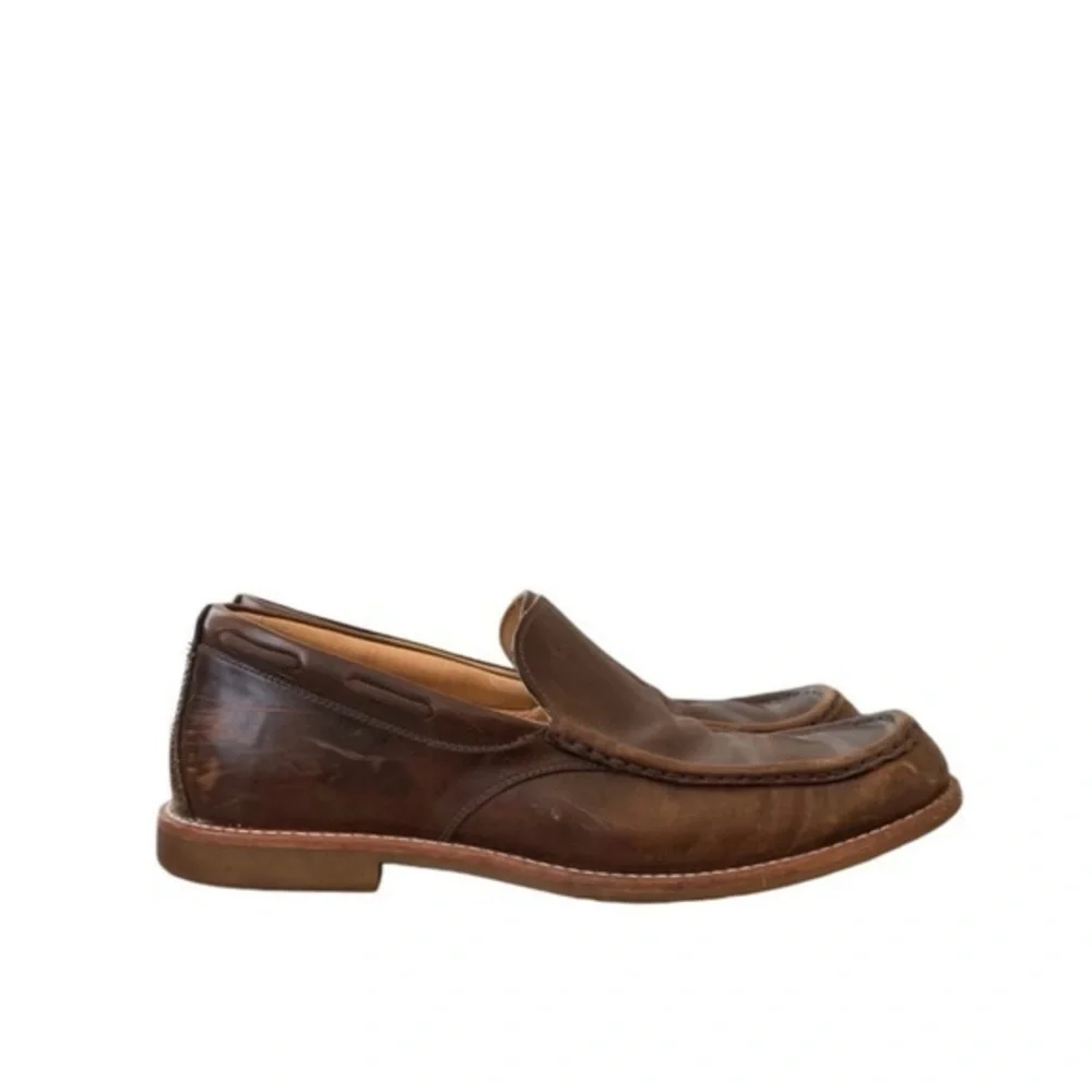 UGG Via Ponte Brown Leather Slip‎ On Moc Toe Low Top Loafers Shoes Size 10